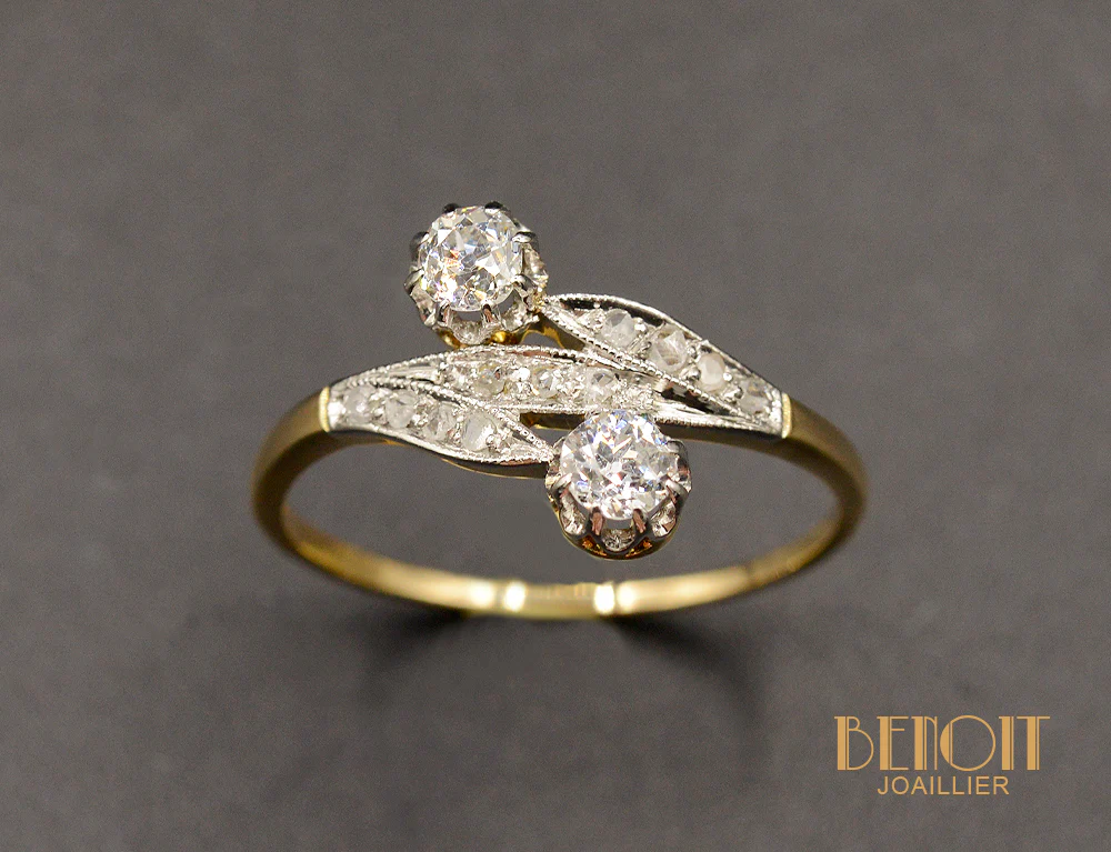 Toi et Moi Or jaune et Platine Diamants - Image 2