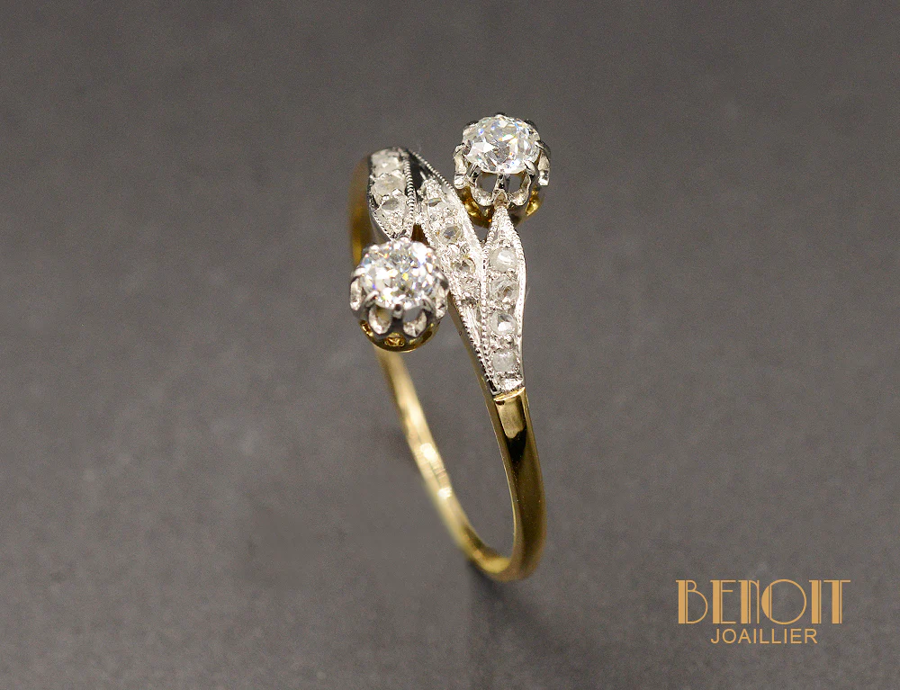 Toi et Moi Or jaune et Platine Diamants - Image 3